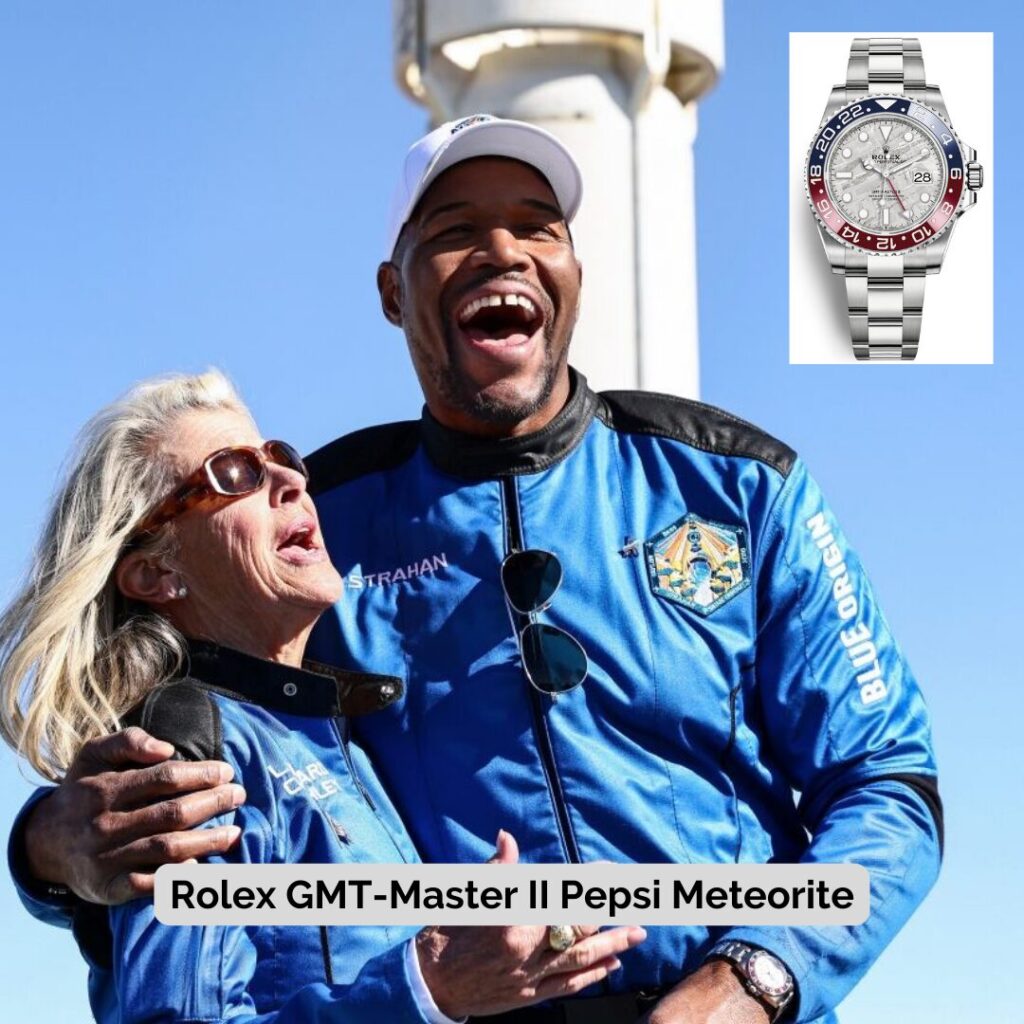Michael Strahan wearing Rolex GMT-Master II Pepsi Meteorite
