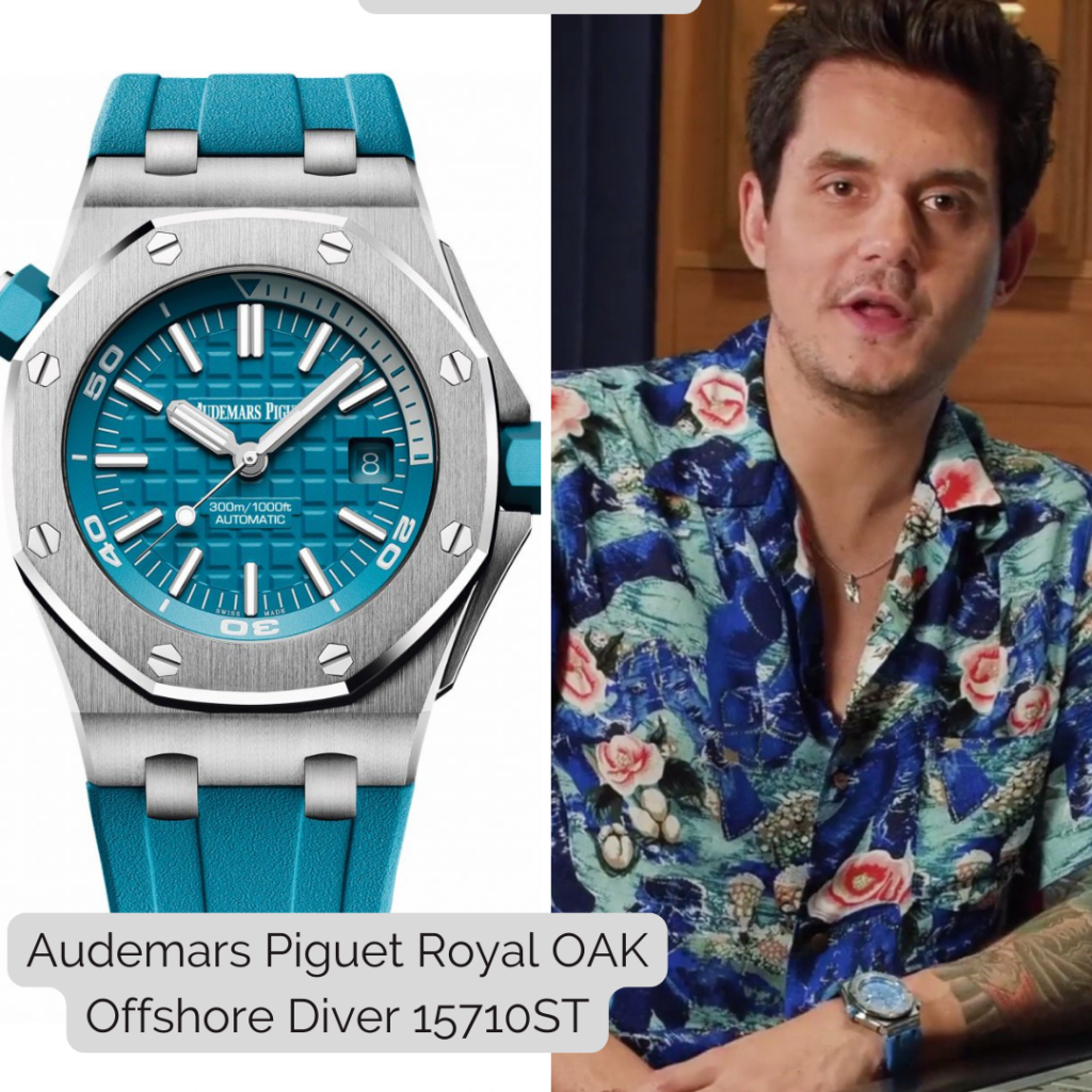 John Mayer wearing Audemars Piguet Royal OAK Offshore Diver 15710ST