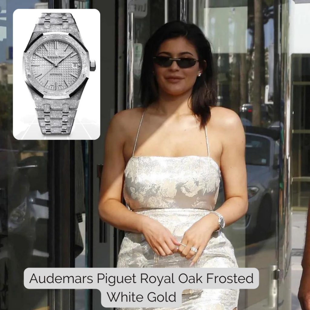 Kylie Jenner wearing Audemars Piguet Royal Oak Frosted White Gold