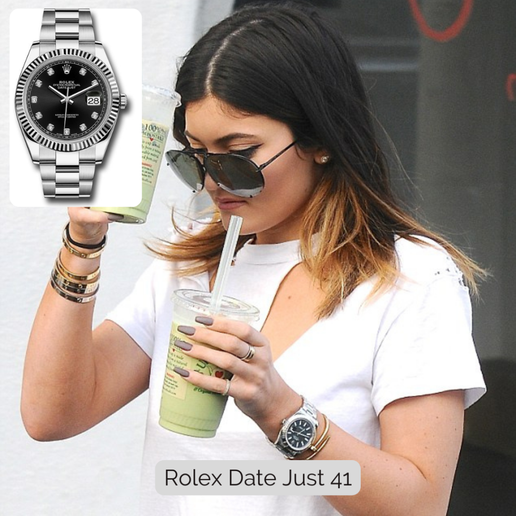 Kylie Jenner wearing Rolex Date Just 41