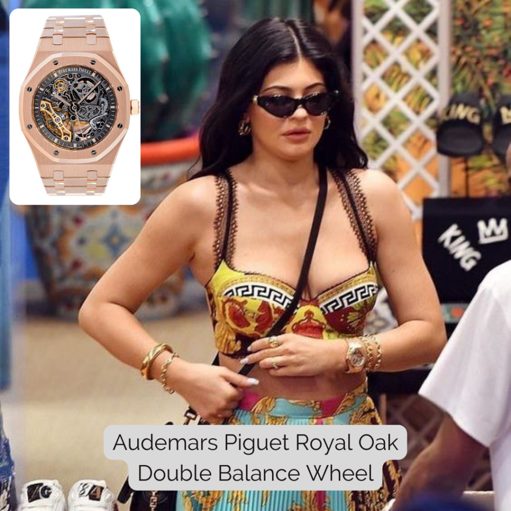Kylie Jenner wearing Audemars Piguet Royal Oak Double Balance Wheel in 18K Gold