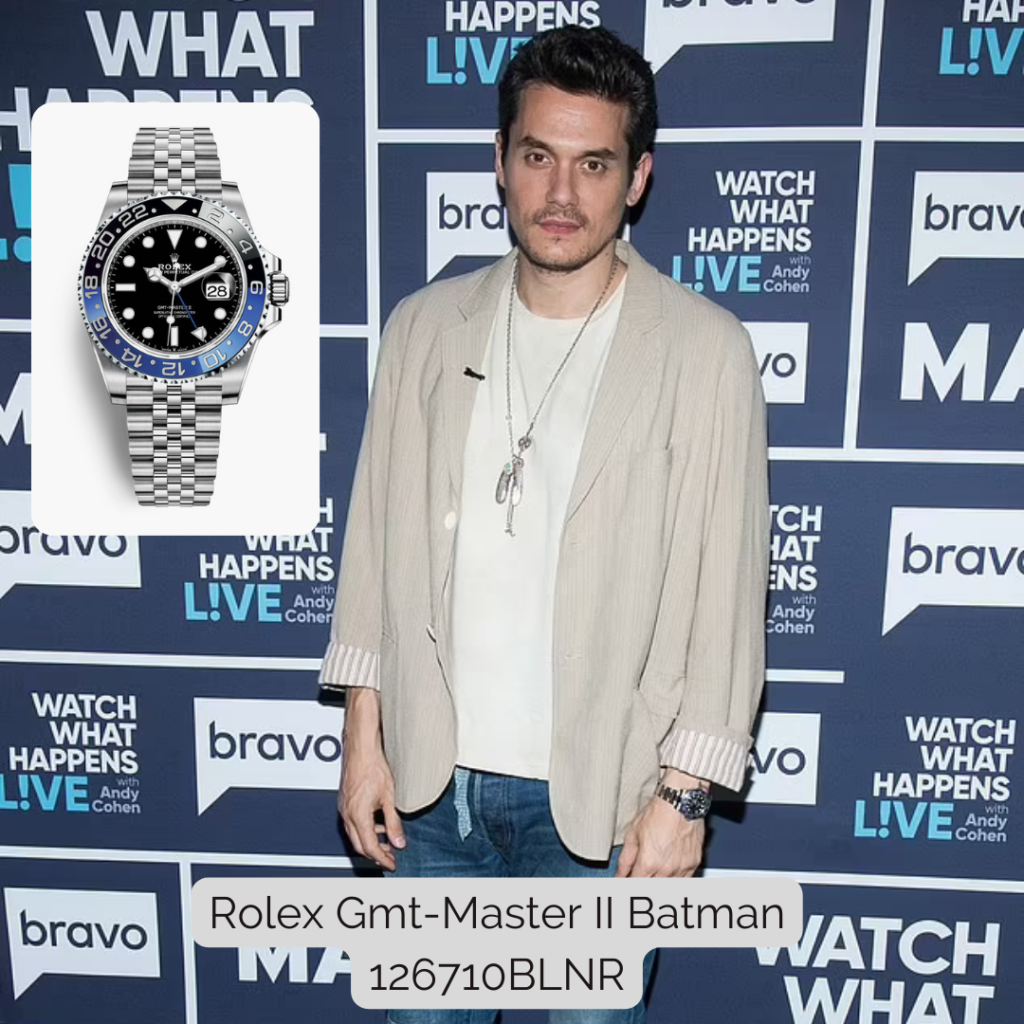 John Mayer wearing Rolex GMT-Master II Batman 126710BLNR