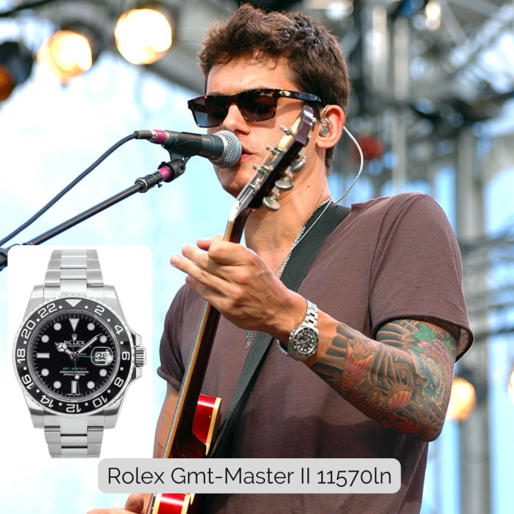 John Mayer wearing Rolex GMT-Master II 11570ln