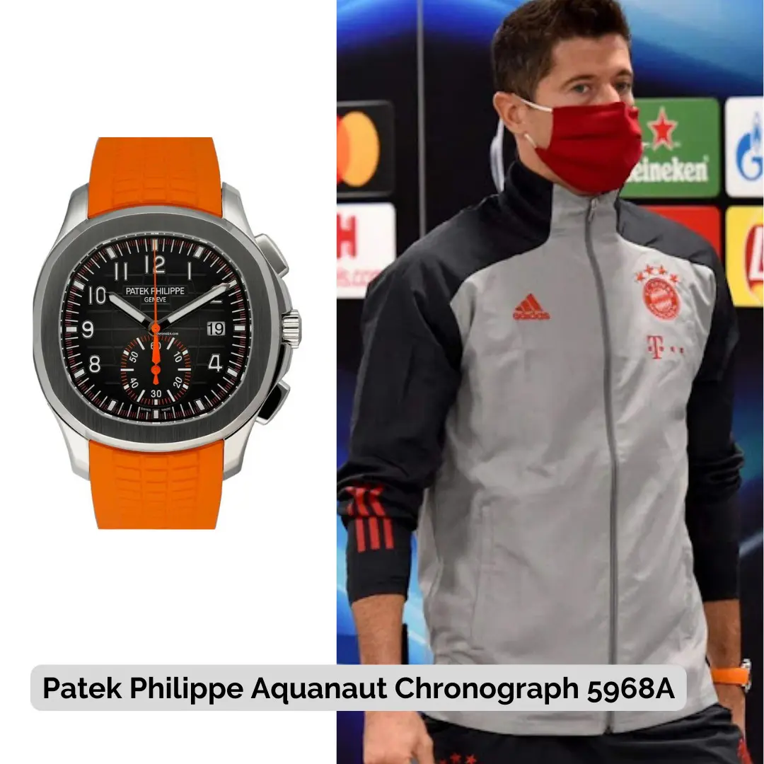 Robert Lewandowski wearing Patek Philippe Aquanaut Chronograph 5968A