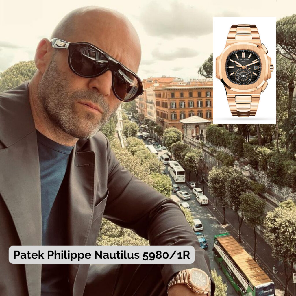 Jason Statham wearing Patek Philippe Nautilus 5980/1R