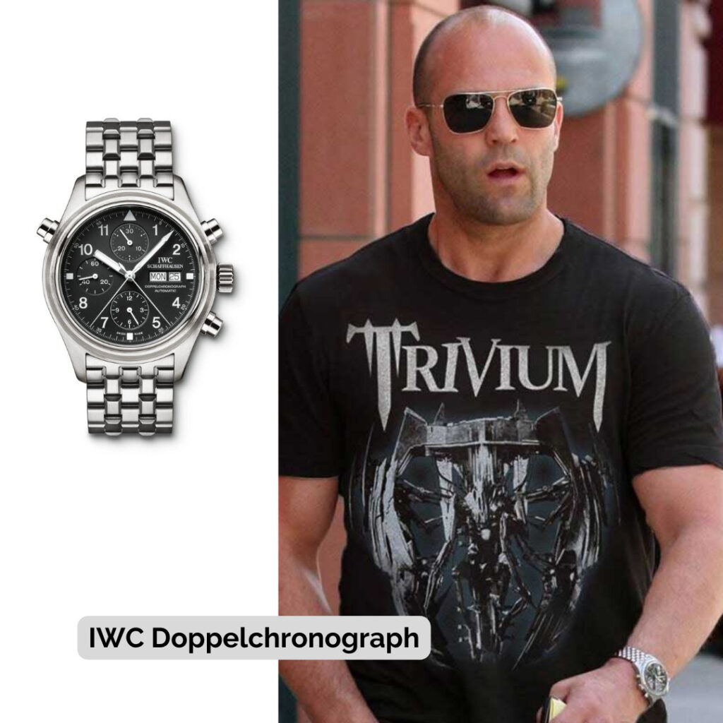 Jason Statham wearing IWC Doppelchronograph
