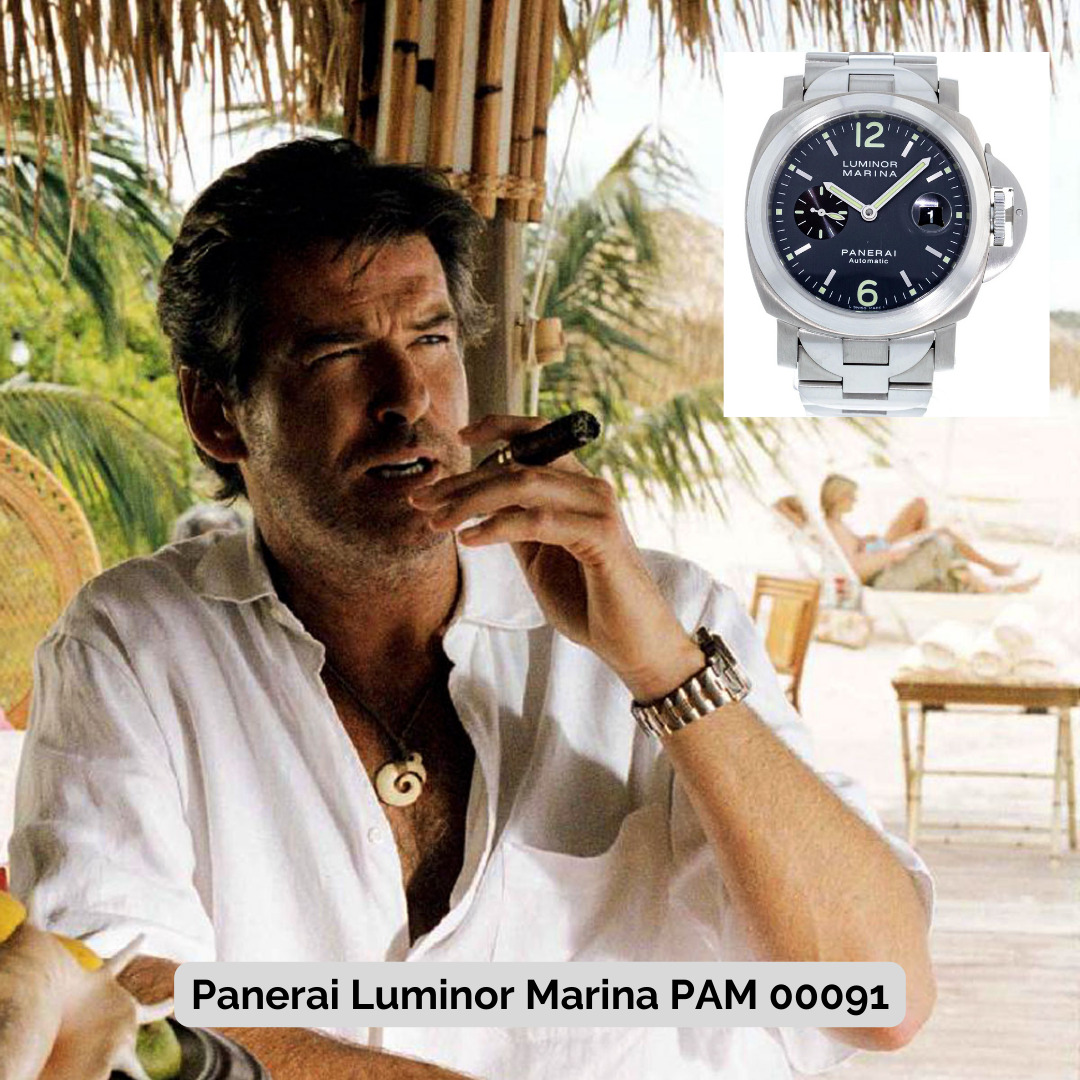 Pierce Brosnan wearing Panerai Luminor Marina PAM 00091