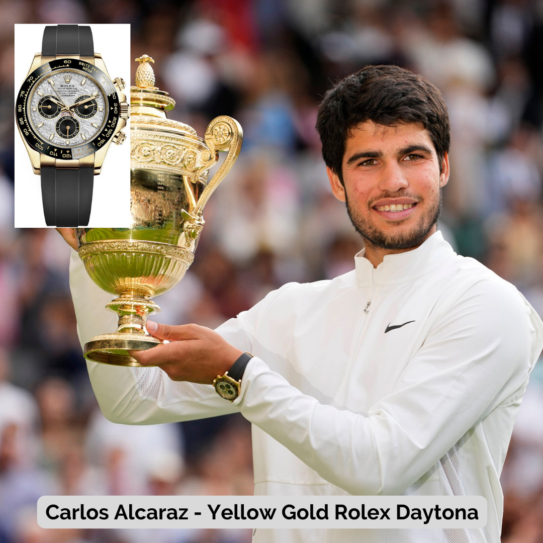 Carlos Alcaraz wearing Yellow Gold Rolex Daytona