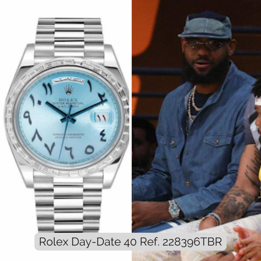 Lebron James wearing Rolex Day-Date 40 Ref. 228396TBR