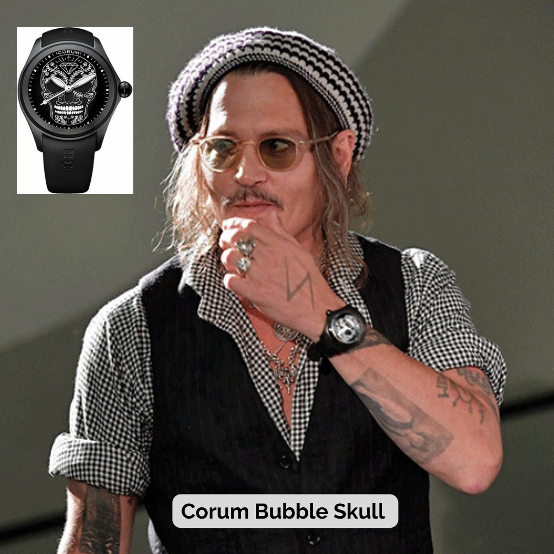 Johnny Depp wearing Corum Bubble Skull 