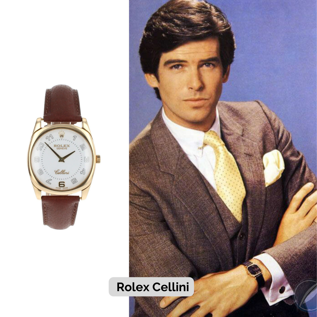 Pierce Brosnan wearing Rolex Cellini