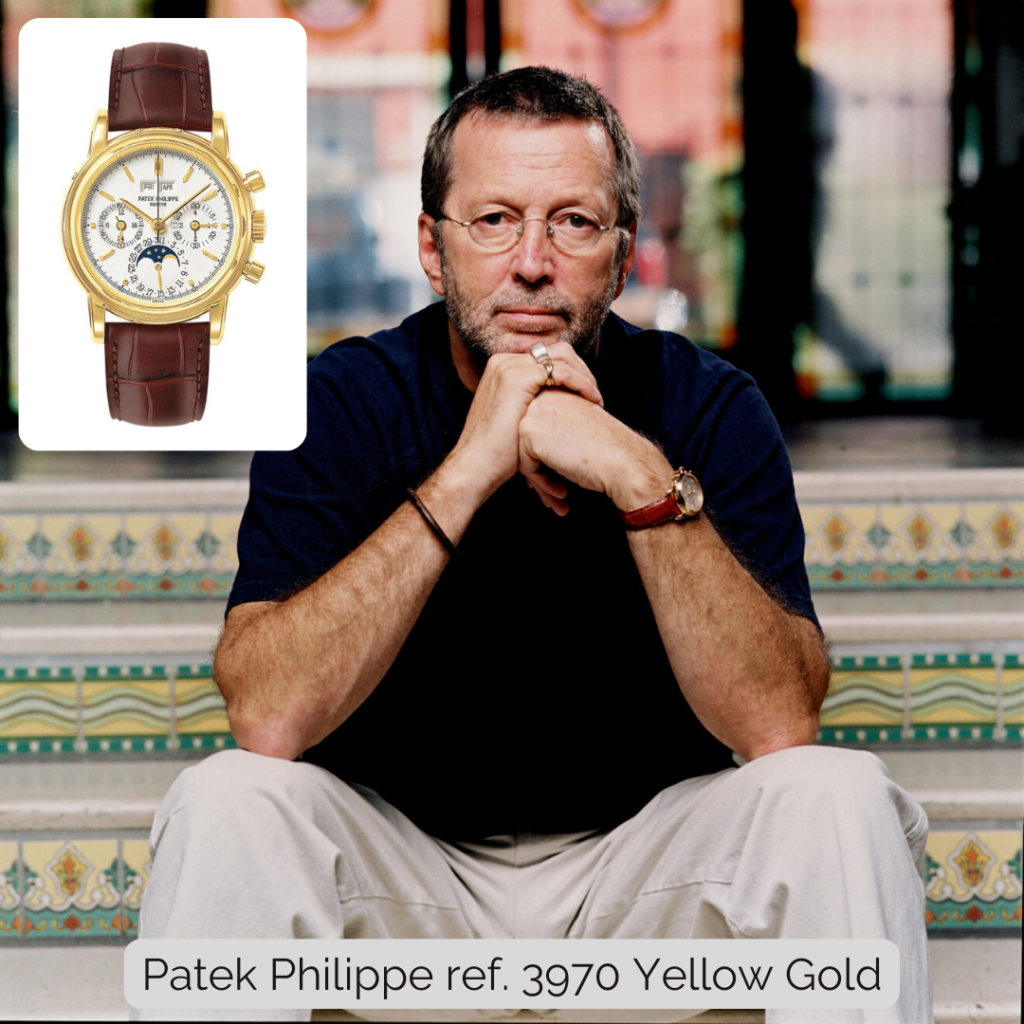 Eric Clapton wearing Patek Philippe ref. 3970 Yellow Gold