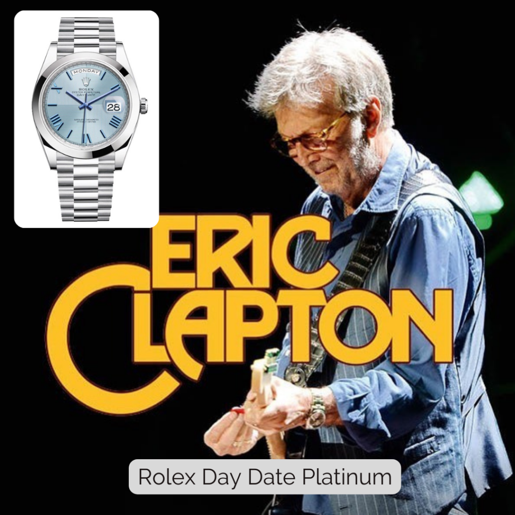 Eric Clapton wearing Rolex Day-Date Platinum