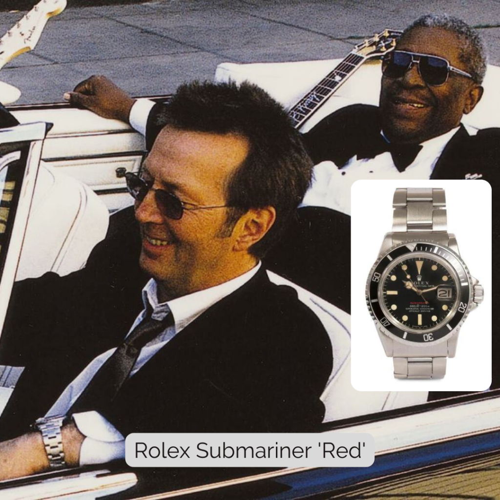 Eric Clapton wearing Rolex Submariner 'Red'