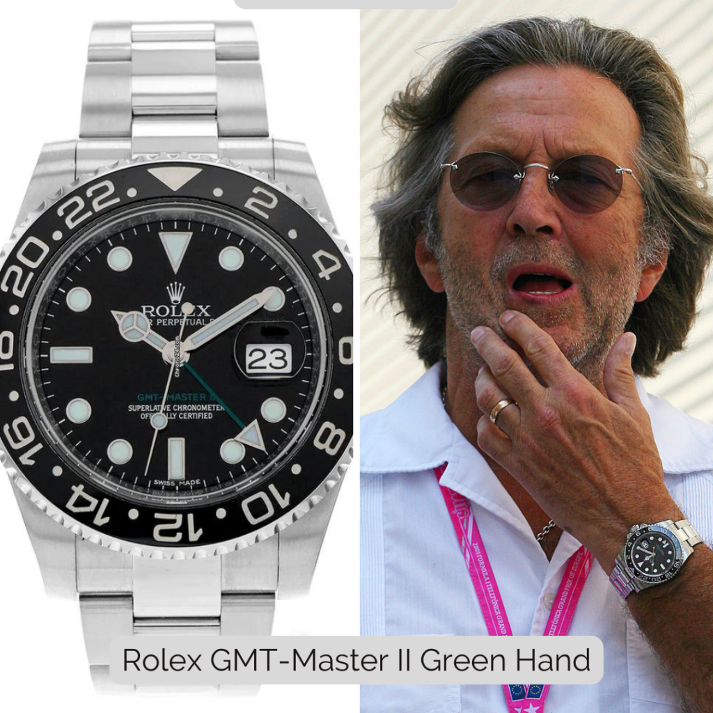 Eric Clapton wearing Rolex GMT-Master II Green Hand