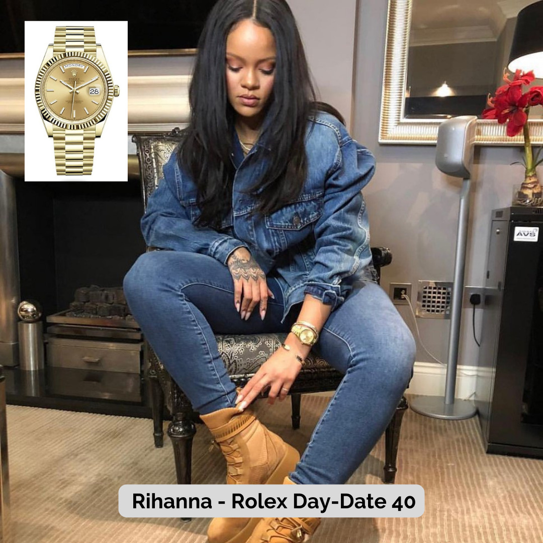 Rihanna wearing Rolex Day-Date 40