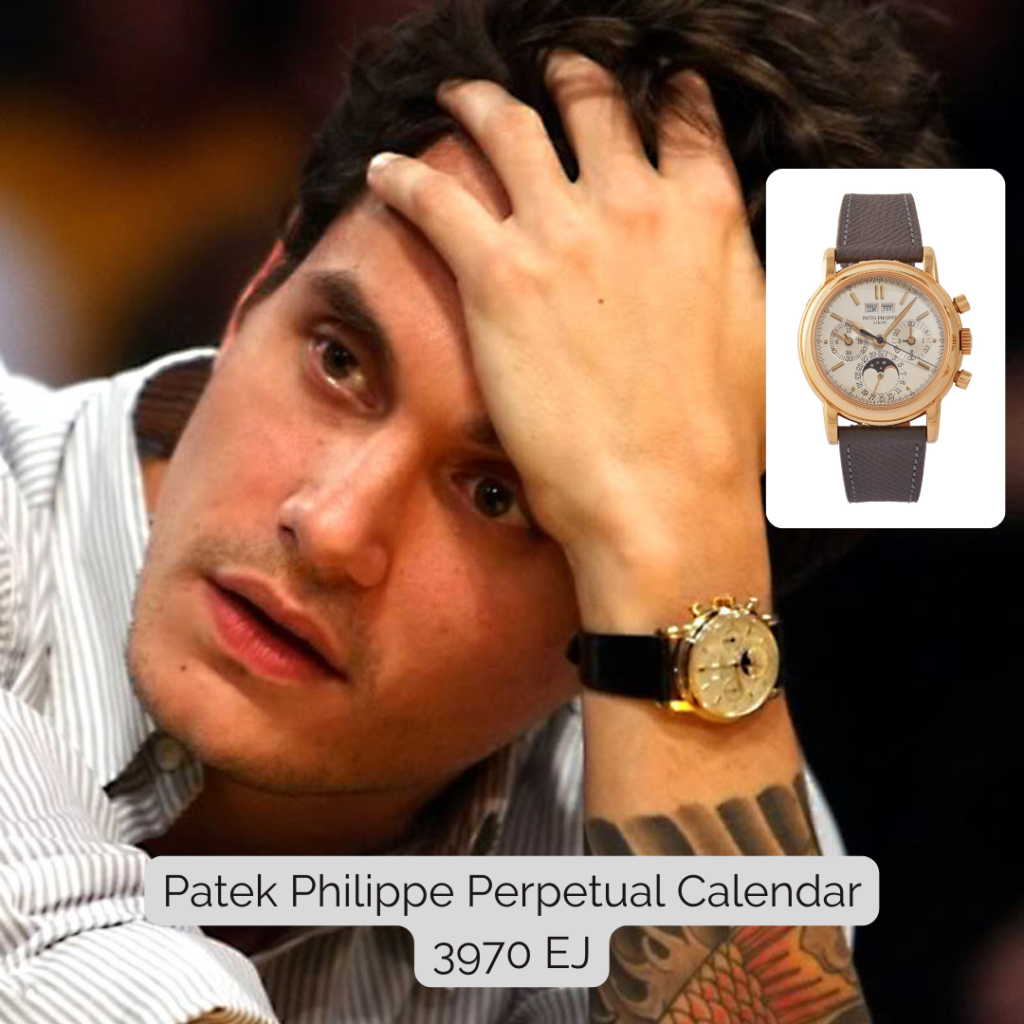 John Mayer wearing Patek Philippe Perpetual Calendar 3970 EJ
