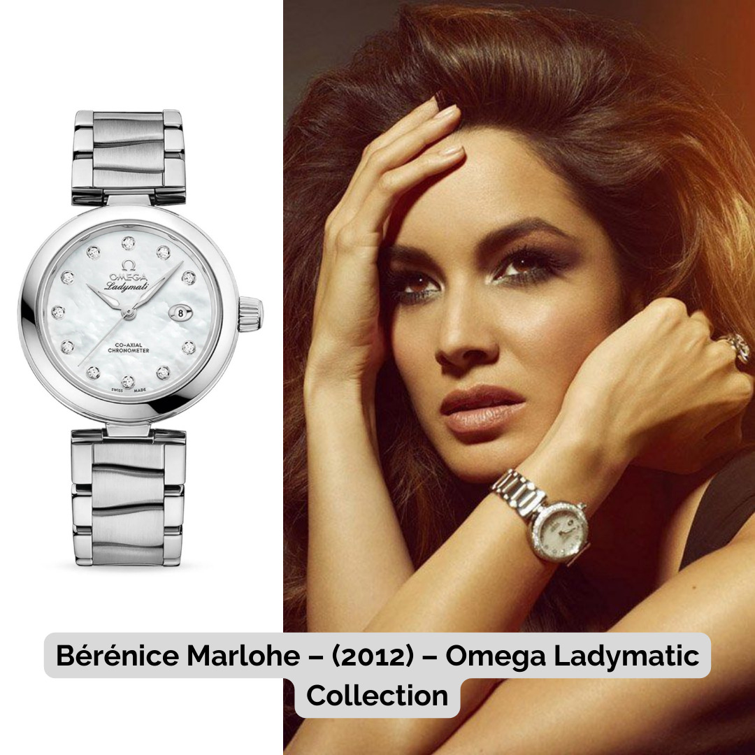 Bérénice Marlohe wearing Omega Ladymatic Collection