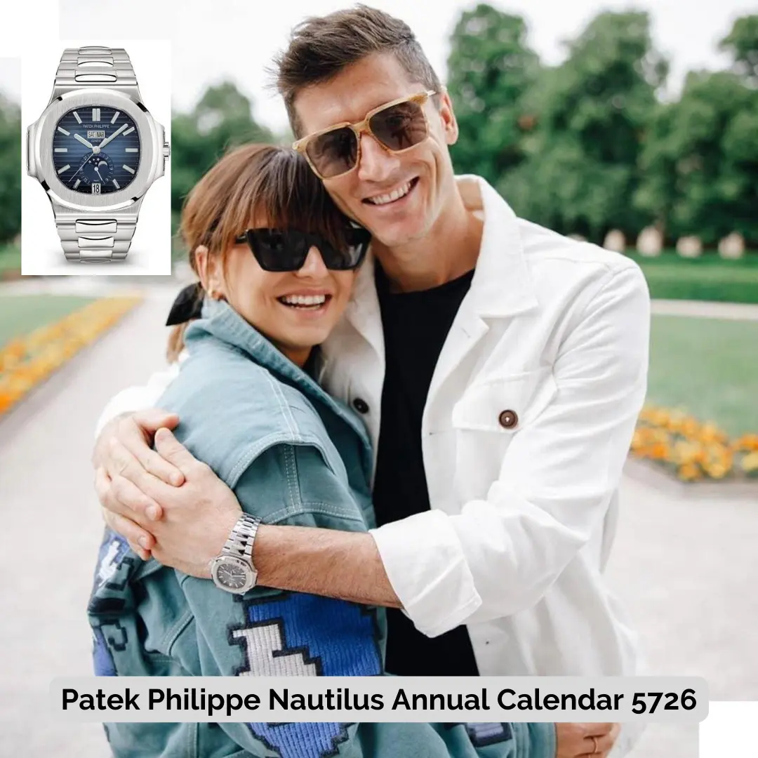 Robert Lewandowski wearing Patek Philippe Nautilus Annual Calendar 5726