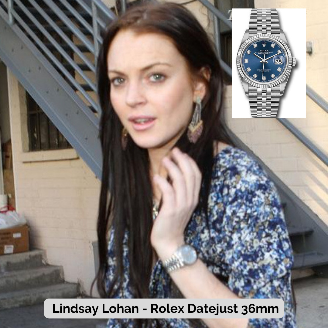 Lindsay Lohan wearing Rolex Datejust 36mm