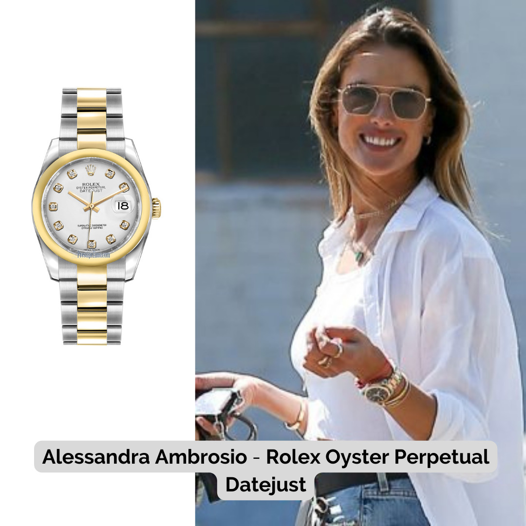 Alessandra Ambrosio wearing Rolex Oyster Perpetual Datejust