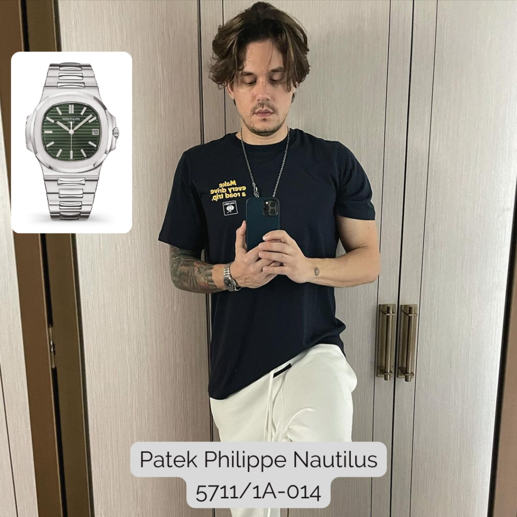 John Mayer wearing Patek Philippe Nautilus 5711/1A-014