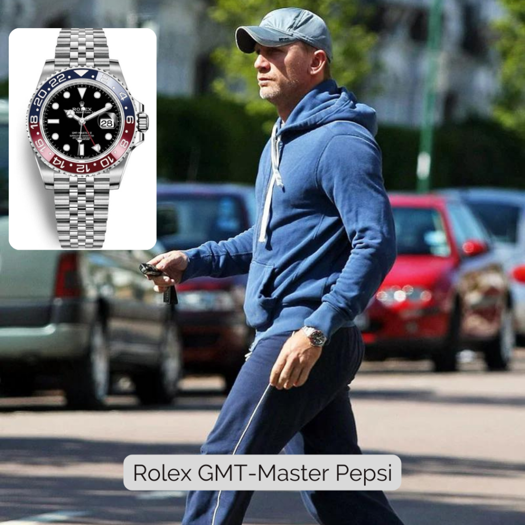 Daniel Craig wearing Rolex GMT-Master Pepsi