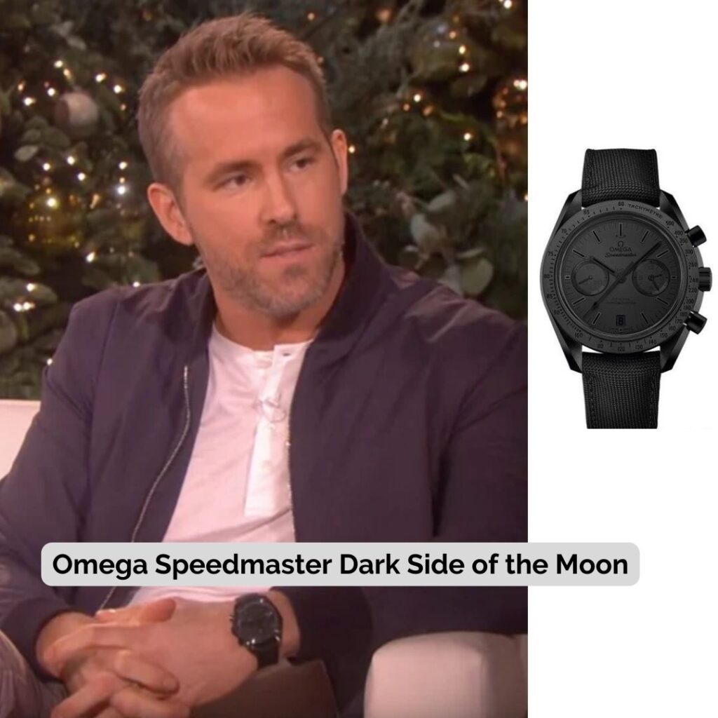 Ryan Reynolds wearing Omega Speedmaster Dark Side of the Moon