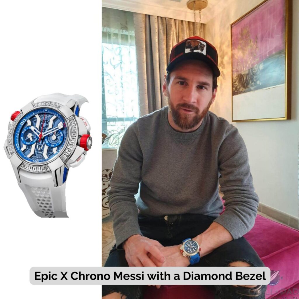 Lionel Messi wearing Epic X Chrono Messi with a Diamond Bezel