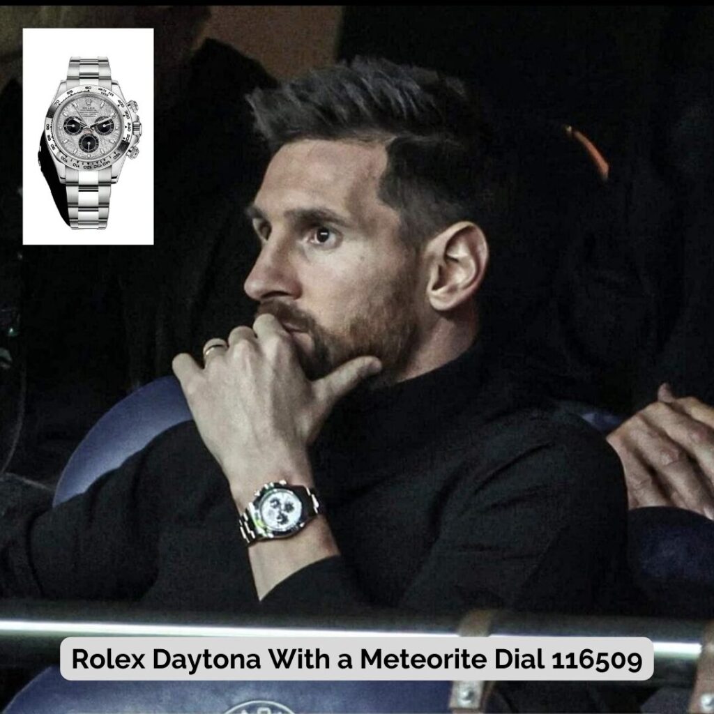 Lionel Messi wearing Rolex Daytona With a Meteorite Dial 116509