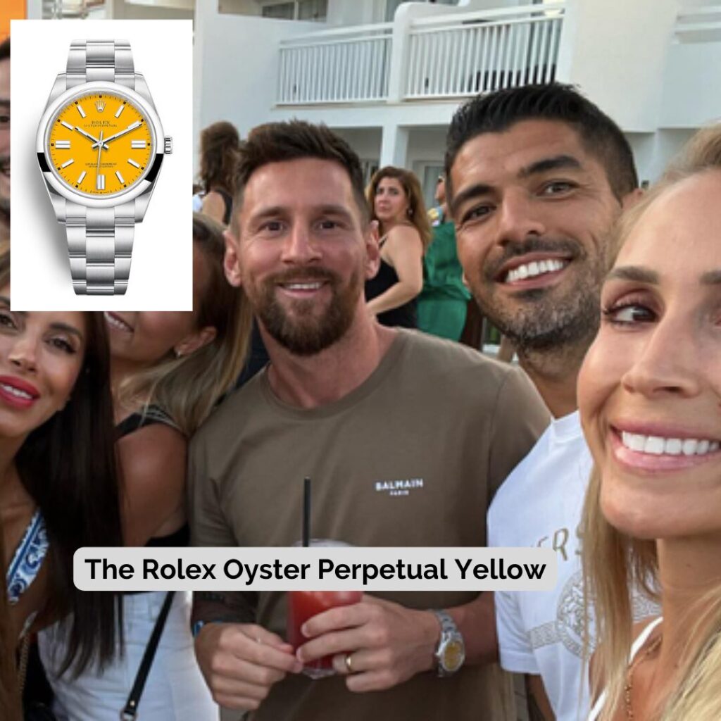 Lionel Messi wearing The Rolex Oyster Perpetual Yellow
