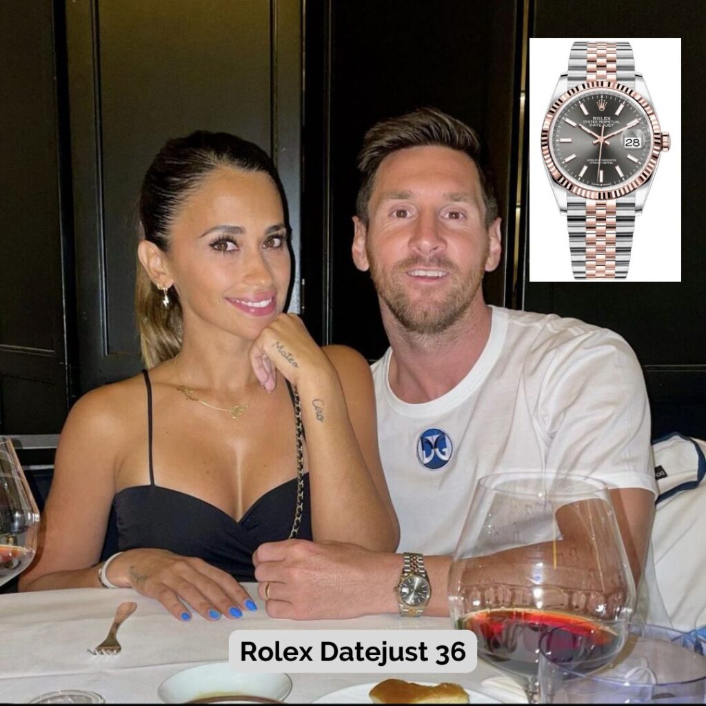 Lionel Messi wearing Rolex Datejust 36