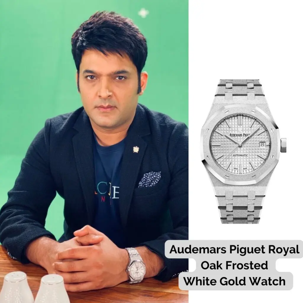 Kapil Sharma wearing Audemars Piguet Royal Oak Frosted White Gold Watch 