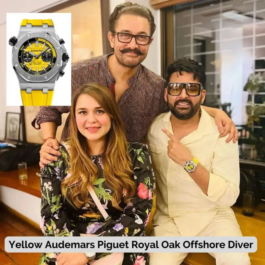 Kapil Sharma wearing Yellow Audemars Piguet Royal Oak Offshore Diver