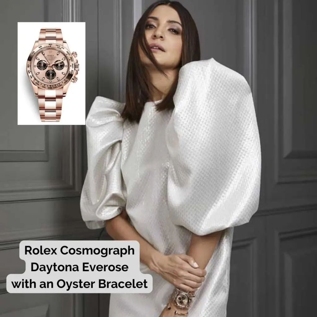 Anushka Sharma wearing Rolex Cosmograph Daytona Everose with an Oyster Bracelet