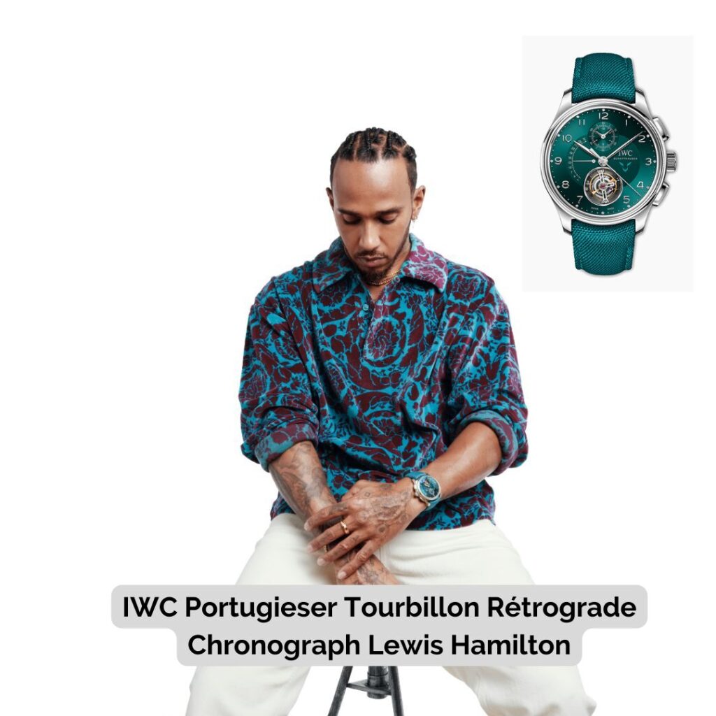 Lewis Hamilton wearing IWC Portugieser Tourbillon Rétrograde Chronograph Lewis Hamilton
