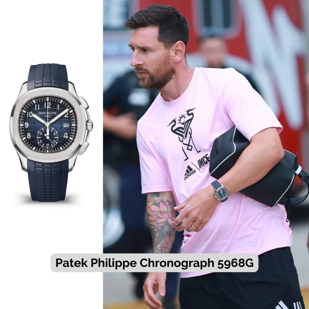 Lionel Messi wearing Patek Philippe Chronograph 5968G
