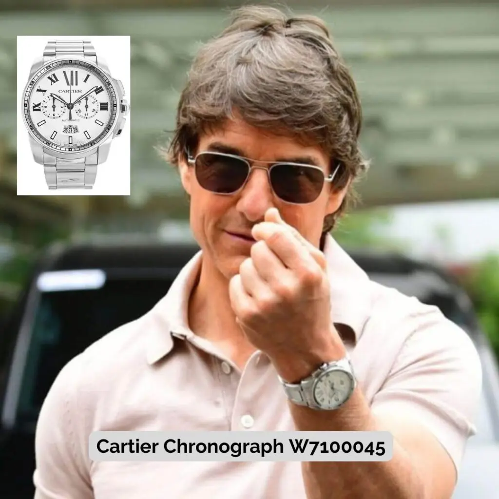 Tom Cruise wearing Cartier Chronograph W7100045