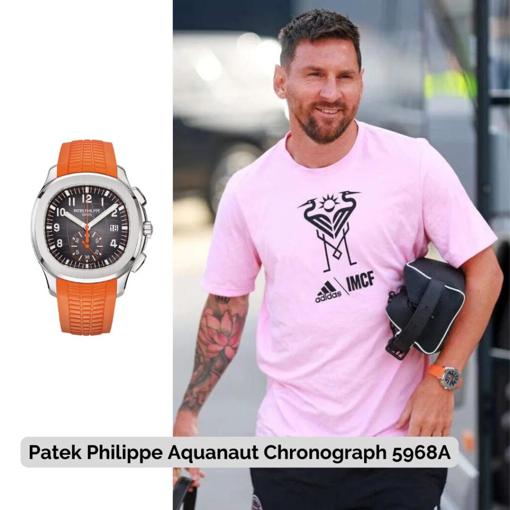 Lionel Messi wearing Patek Philippe Aquanaut Chronograph 5968A