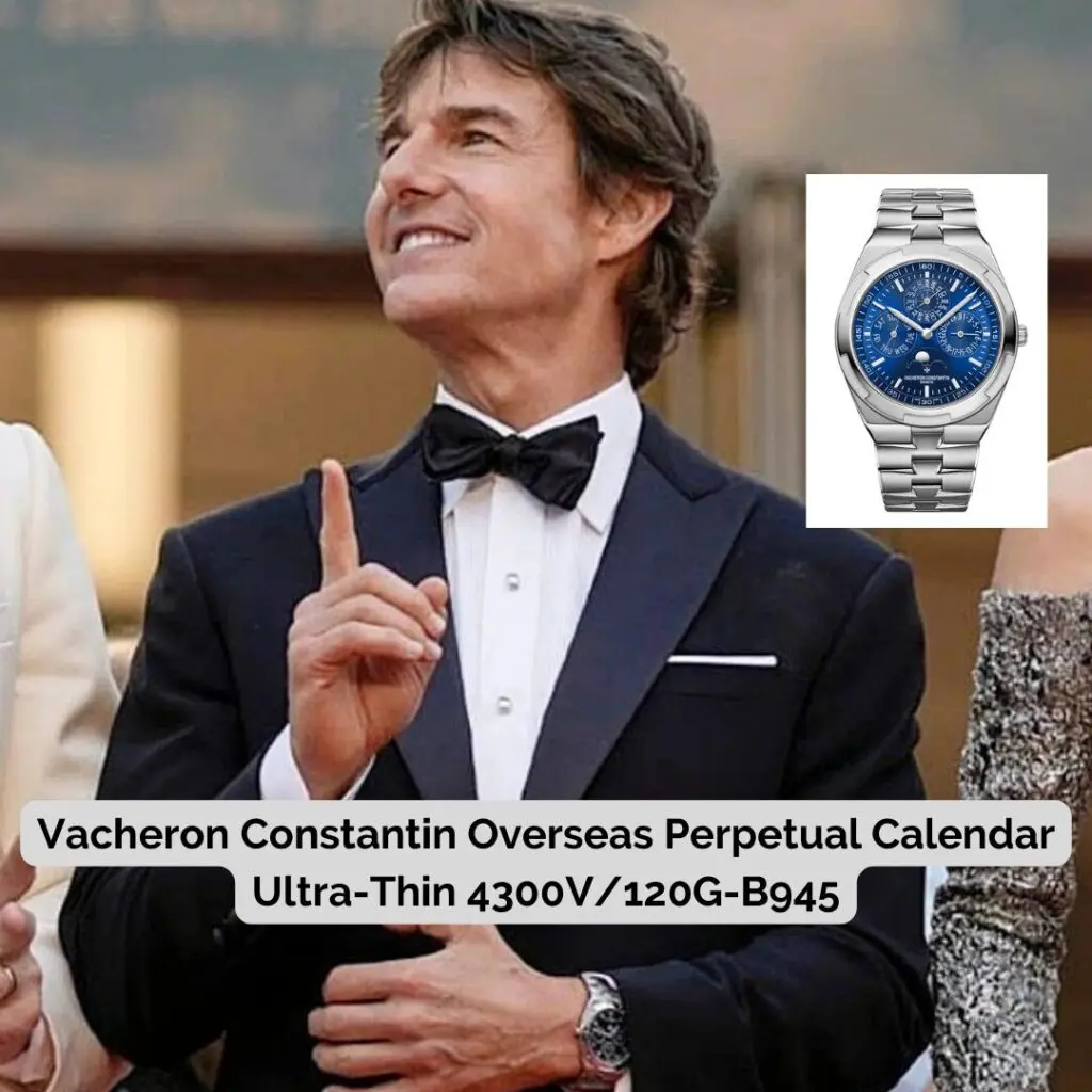 Tom Cruise wearing Vacheron Constantin Overseas Perpetual Calendar Ultra-Thin 4300V/120G-B945