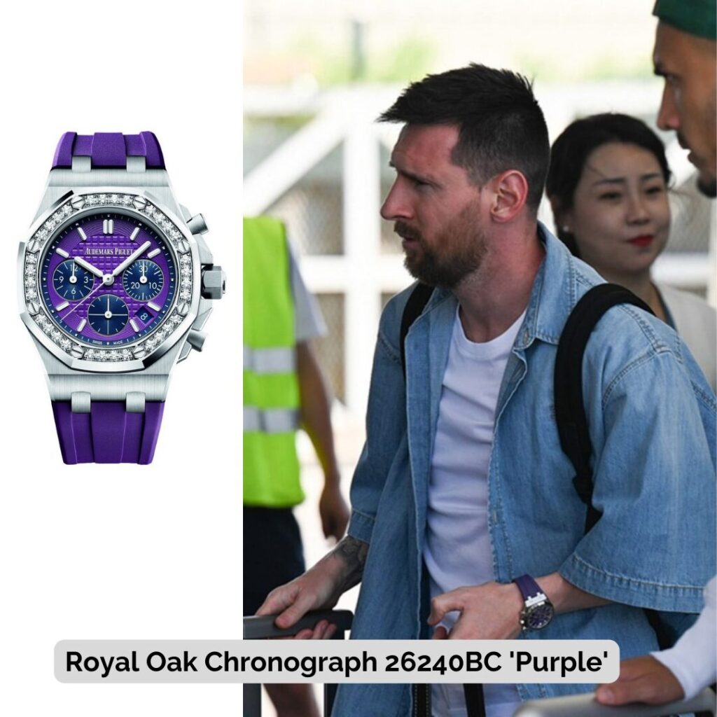 Lionel Messi wearing Royal Oak Chronograph 26240BC 'Purple'