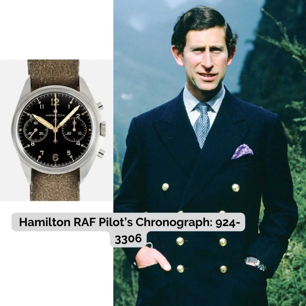 King Charles III wearing Hamilton RAF Pilot’s Chronograph: 924-3306